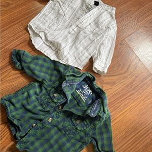 Joe Fresh Blue and Green Plaid Kids Button-Down Shirt